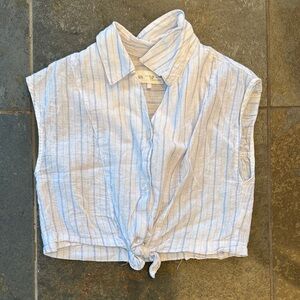 Striped Sleeveless Button-Up Crop Top size 11-12
